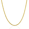 2.0mm 10k Yellow Gold Solid Diamond Cut Rope Chain